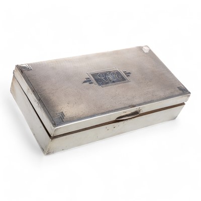 Lot 1611 - GEORGE V ART DECO SILVER CIGARETTE CASKET