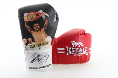 Lot 1817 - CARL FROCH, LEE SELBY AND HENRY COOPER, THREE SIGNED BOXING GLOVES