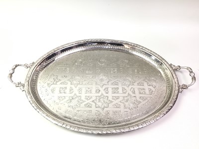 Lot 656 - SILVER PLATED SERVING TRAY