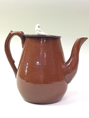 Lot 670 - VICTORIAN STONEWARE TEAPOT