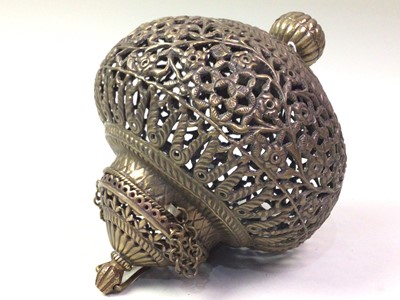 Lot 672 - CHINESE MINIATURE BRASS CENSER