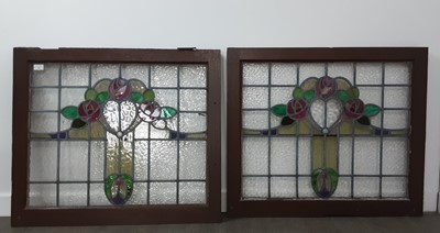 Lot 708 - TWO STAINED GLASS PANELS