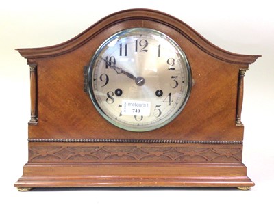 Lot 740 - MAHOGANY MANTEL CLOCK