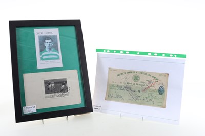 Lot 1848 - JAMES 'JIMMY' MCGRORY OF CELTIC F.C., CHEQUE AND SIGNED PICTURE