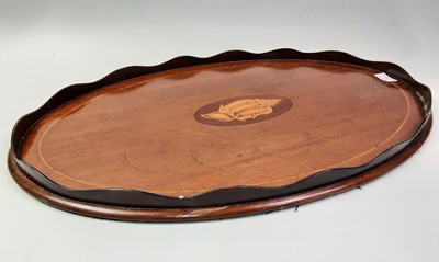 Lot 730 - EDWARDIAN MAHOGANY OVAL INLAID TRAY