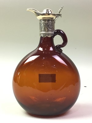 Lot 735 - COLOURED GLASS DECANTER