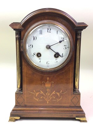 Lot 104 - FRENCH INLAID MAHOGANY MANTEL CLOCK