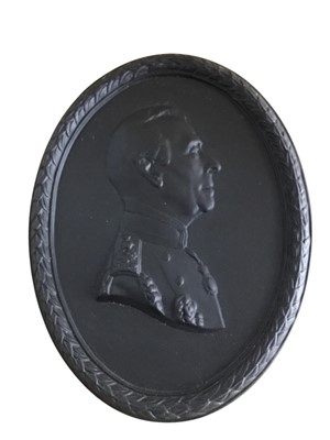 Lot 30 - WEDGWOOD BLACK BASALT LORD MOUNTBATTEN PLAQUE