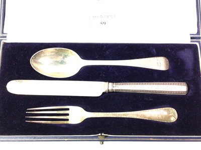 Lot 59 - SILVER CHRISTENING SET