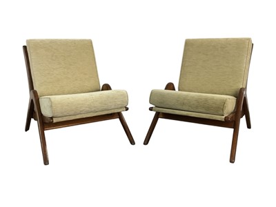 Lot MORRIS OF GLASGOW, PAIR OF WALNUT 'BOOMERANG' LOUNGE CHAIRS