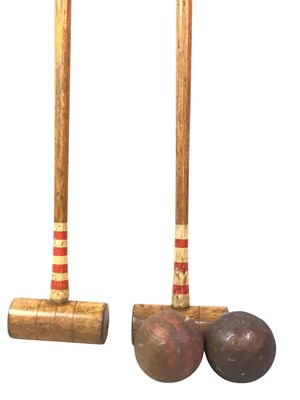 Lot 296 - VINTAGE CROQUET SET