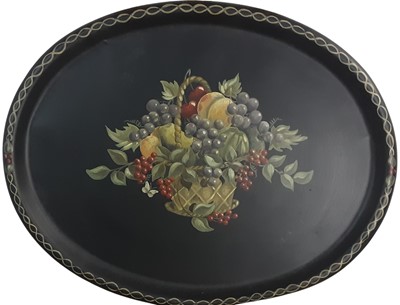 Lot 114 - VICTORIAN JAPANNED TEA TRAY