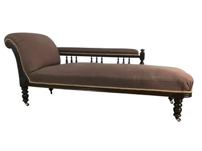 Lot 174 - MAHOGANY FRAMED CHAISE LONGUE