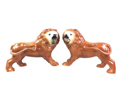 Lot 179 - PAIR OF STAFFORDSHIRE LIONS