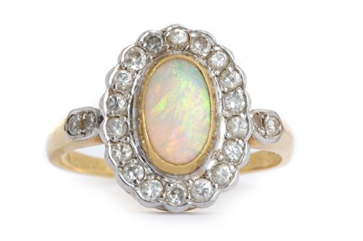 Lot 567 - OPAL AND DIAMOND CLUSTER RING