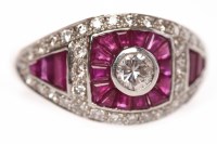 Lot 47 - ART DECO STYLE RUBY AND DIAMOND DRESS RING the...