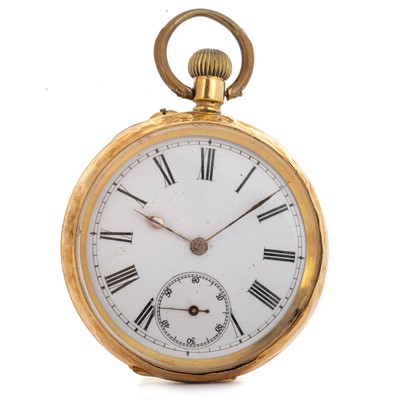 Lot 824 - EIGHTEEN CARAT GOLD OPEN FACE POCKET WATCH.