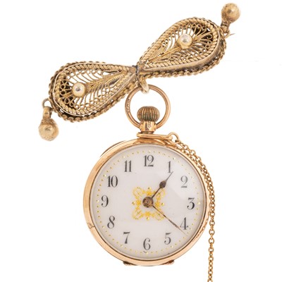 Lot 825 - NINE CARAT GOLD LADY'S FOB WATCH