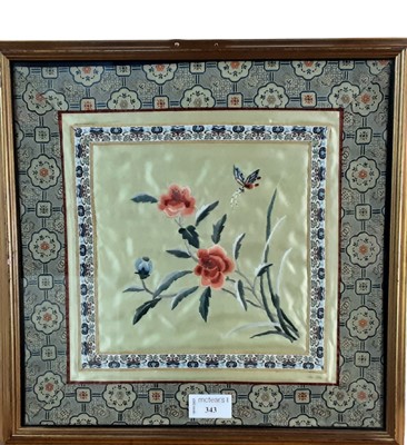 Lot 343 - CHINESE EMBROIDERED PANEL