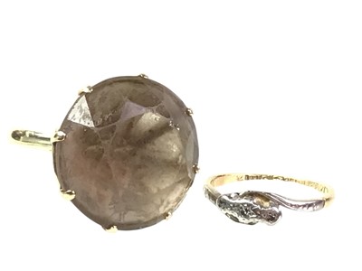 Lot 200 - SMOKY QUARTZ RING ALONG WITH ANOTHER