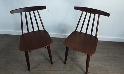 Lot 415 - POUL VOLTHER (DANISH 1923 - 2001) FOR FREM ROJLE, PAIR OF 3705 TEAK DINING CHAIRS