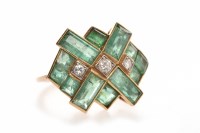 Lot 59 - ART DECO STYLE EMERALD AND DIAMOND RING the...