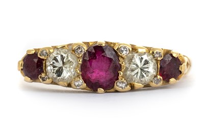 Lot 603 - RUBY AND DIAMOND BOAT RING