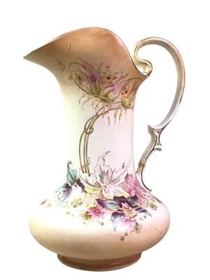 Lot 246 - VICTORIAN FLORAL DECORATED JUG