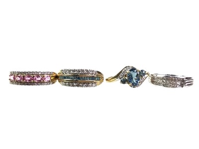 Lot 406 - FOUR DIAMOND AND GEM SET DRESS RINGS