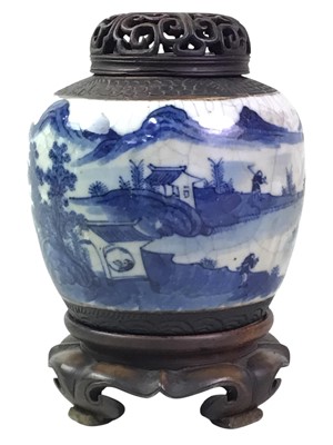 Lot 456 - CHINESE BLUE AND WHITE GINGER JAR