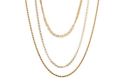 Lot 607 - THREE GOLD CHAINS