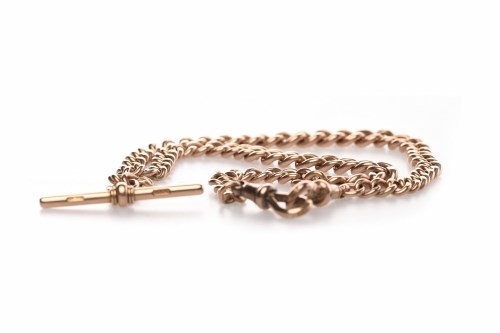 Lot 66 - NINE CARAT GOLD CURB LINK WATCH CHAIN stamped...