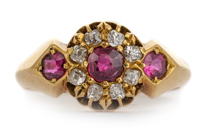 Lot 615 - RUBY AND DIAMOND CLUSTER RING