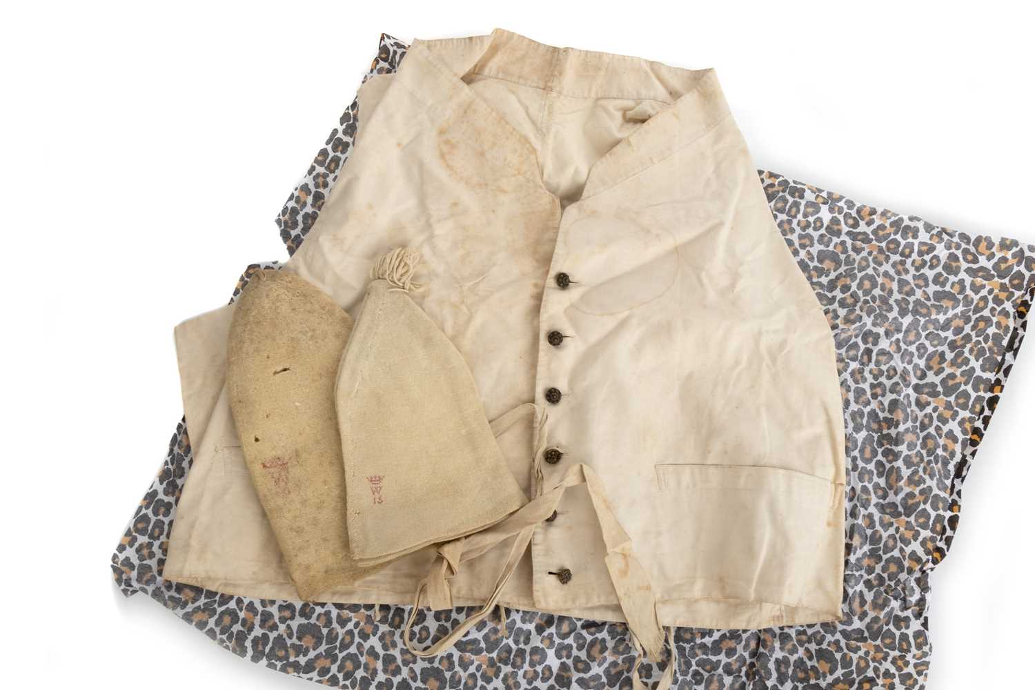 Lot 18 - ARTHUR WELLESLEY, 1ST DUKE OF WELLINGTON INTEREST - WAISTCOAT AND TWO NIGHTCAPS