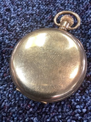 Lot 1703 - WILLIE MARTIN OF CLYDE F.C., SCOTTISH CUP SOUVENIR GOLD PLATED HUNTER POCKET WATCH
