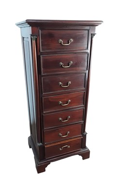 Lot 492 - MAHOGANY UPRIGHT CHEST OF SEVEN DRAWERS