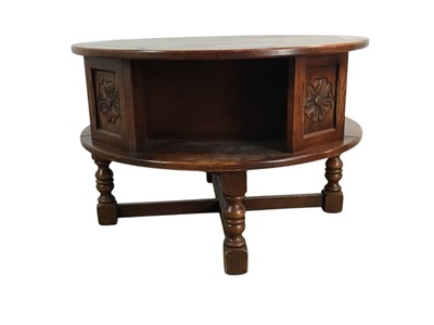 Lot 454 - STAINED OAK REVOLVING BOOK TABLE