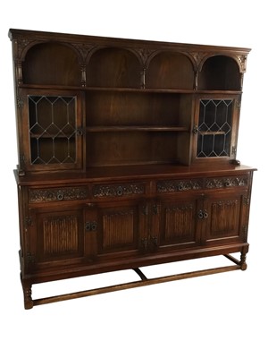 Lot 449 - STAINED CARVED OAK DRESSER