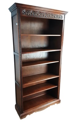 Lot 450 - STAINED OAK OPEN BOOKCASE