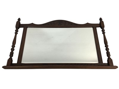 Lot 452 - STAINED OAK OVERMANTLE MIRROR