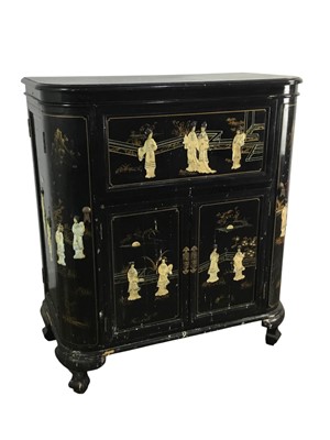 Lot 447 - JAPANESE BLACK LACQUERED DRINKS CABINET