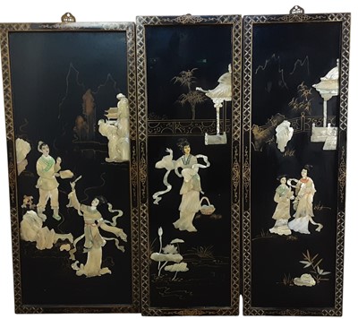 Lot 527 - GROUP OF THREE JAPANESE LACQUERED PANELS