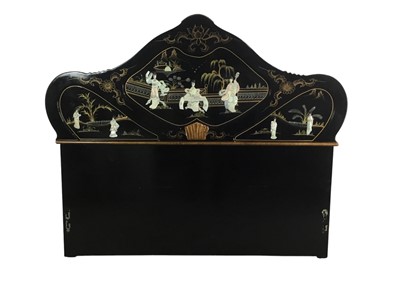 Lot 532 - BLACK LACQUERED DOUBLE BED