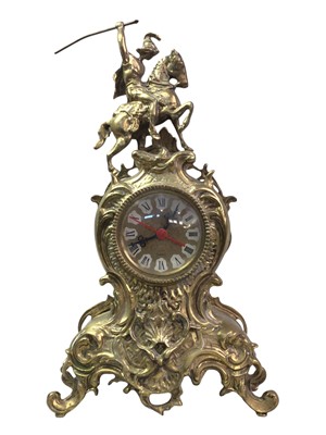 Lot 586 - REPRODUCTION BRASS MANTEL CLOCK