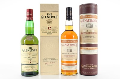 Lot 250 - GLENLIVET 12 YEAR OLD AND GLENMORANGIE SHERRY WOOD