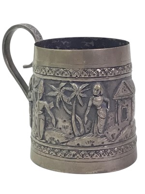 Lot 717 - ANGLO INDIAN SILVER MUG