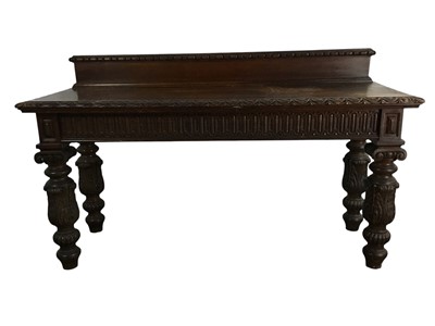 Lot 698 - VICTORIAN CARVED OAK HALL TABLE