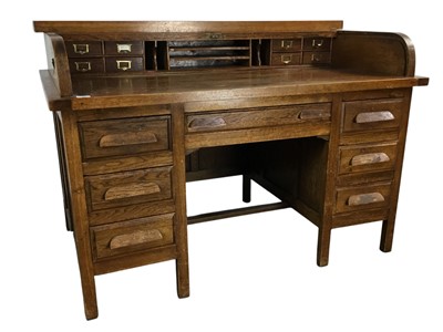 Lot 712 - OAK SHUTTER TOP WRITING DESK