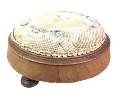 Lot 739 - PAIR OF VICTORIAN WALNUT CIRCULAR FOOTSTOOLS