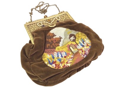 Lot 750 - EDWARDIAN MAPPIN & WEBB BRASS AND BEADWORK BAG